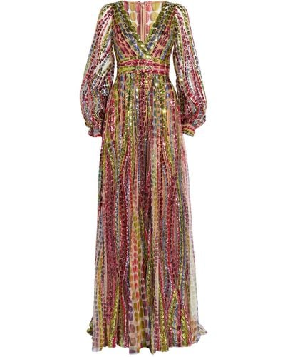Elie Saab Sequin-embellished Pleated Gown - Brown
