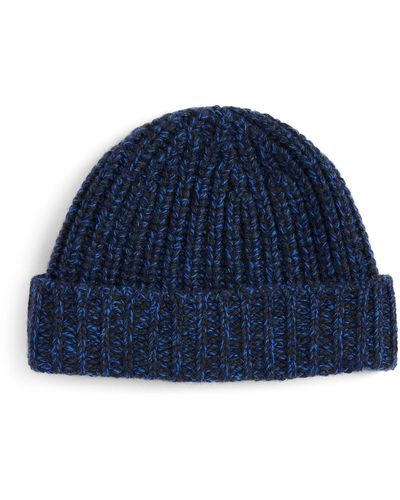 Johnstons of Elgin Cashmere Ribbed Beanie - Blue
