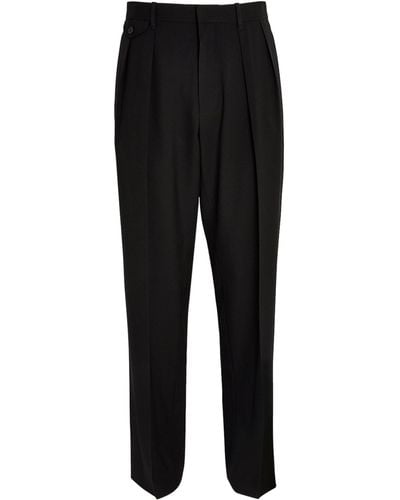 The Row Wool Marcello Straight Pants - Black