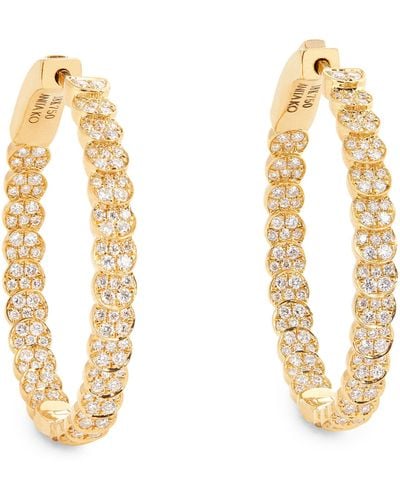 Anita Ko Yellow Gold And Diamond Luna Hoop Earrings - Metallic