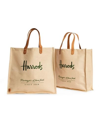 Harrods Food Halls Jute Bags (set Of 2) - Brown