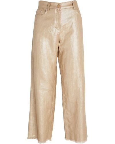 Max Mara Linen Straight Pants - Natural