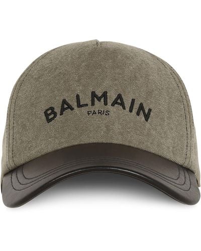 Balmain Leather-trim Logo Cap - Green