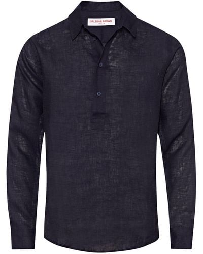 Orlebar Brown Linen Percy Shirt - Blue