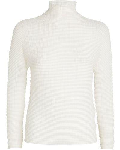 Issey Miyake High-neck Woolly Pleats Top - White