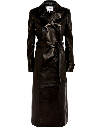 FRAME Leather Trench Coat - Black