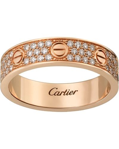 Cartier Rose Gold And Diamond-paved Love Wedding Band - Multicolour