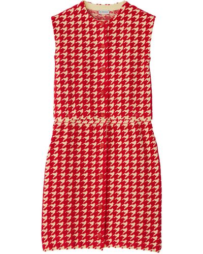 Burberry Houndstooth Mini Dress - Red