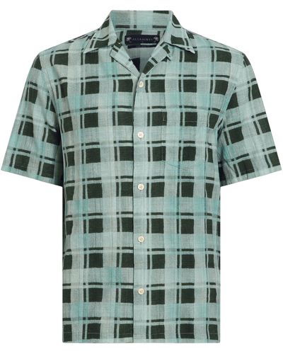 AllSaints Cotton Check Big Sur Shirt - Green