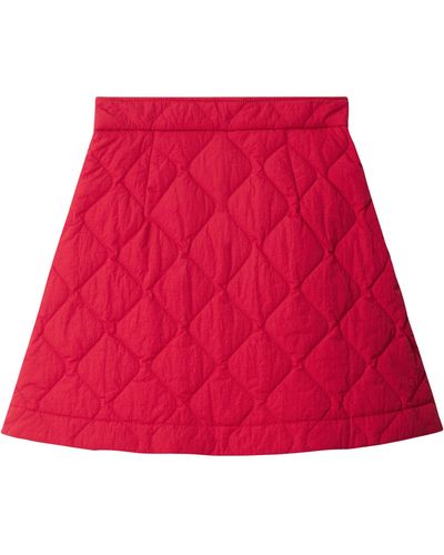 Burberry Nylon Quilted Mini Skirt - Red