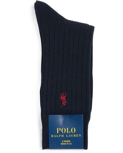 Polo Ralph Lauren Egyptian Cotton-blend Socks (pack Of 2) - Blue