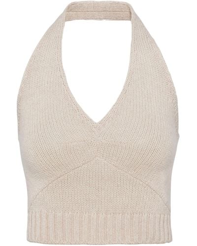 Prada Wool-cashmere Sleeveless Top - White