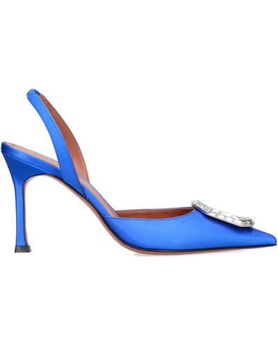 AMINA MUADDI Satin Camelia Slingback Court Shoes 90 - Blue