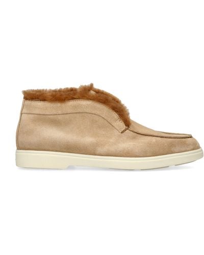 Santoni Suede Fortune Ankle Boots - Natural