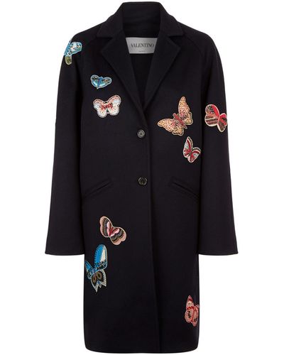 Valentino Butterfly Embellished Coat - Blue