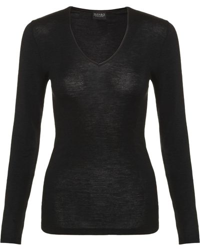 Hanro Wool And Silk Long Sleeve Top - Black