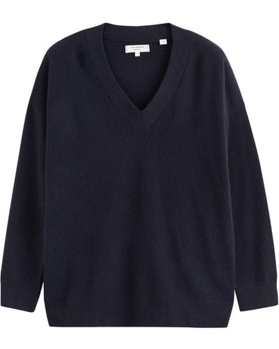 Chinti & Parker Cashmere V-neck Relaxed Sweater - Blue