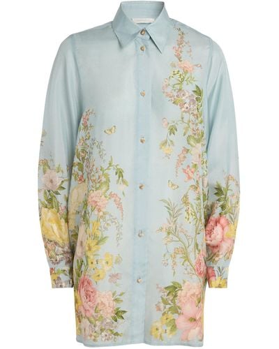 Zimmermann Silk Floral Waverly Shirt - Blue