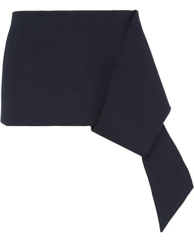 Prada Wool-cashmere Draped Mini Skirt - Blue
