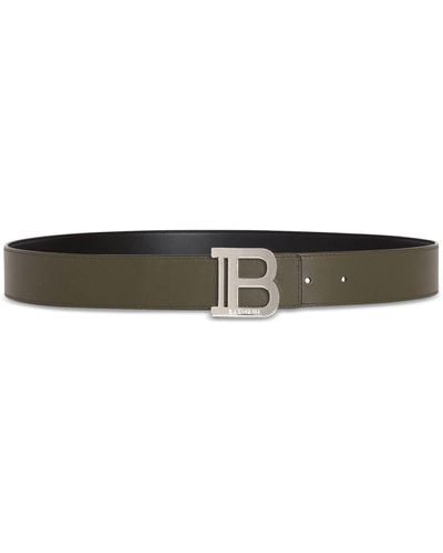 Balmain Leather Reversible B-buckle Belt - Black