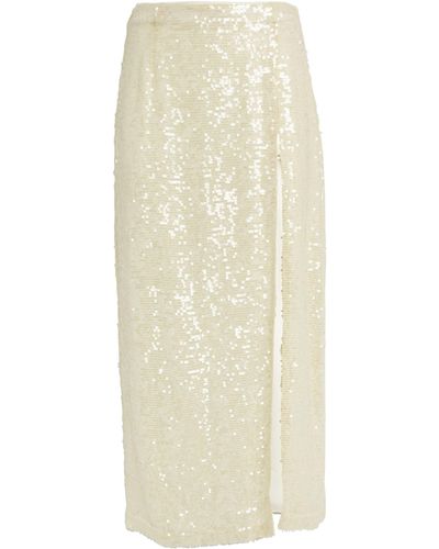 LAPOINTE Sequinned Midi Skirt - Natural