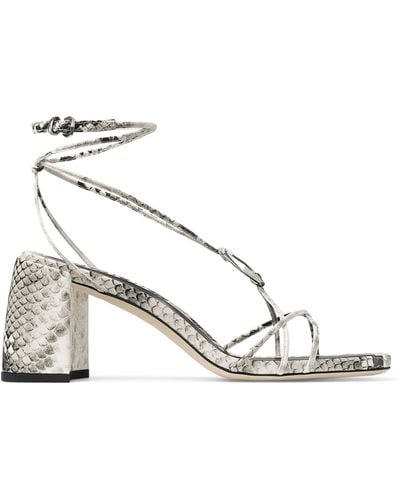 Jimmy Choo Onyxia 75 Leather Strappy Heeled Sandals - Metallic