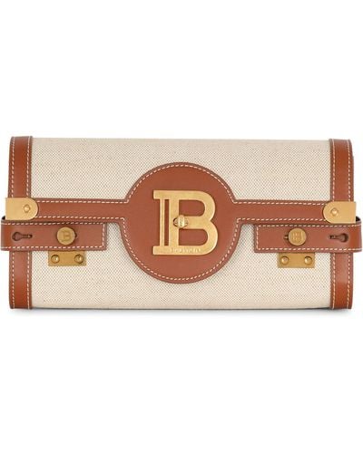 Balmain Canvas B-buzz 23 Clutch Bag - Brown