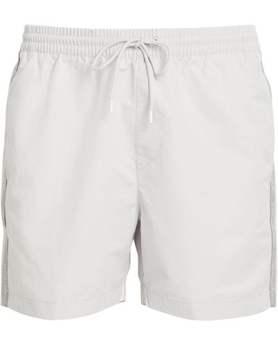 Calvin Klein Logo-tape Swim Shorts - White