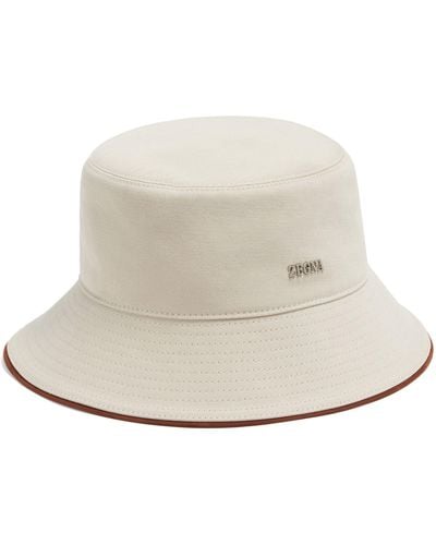 Zegna Cotton-wool Logo Bucket Hat - White