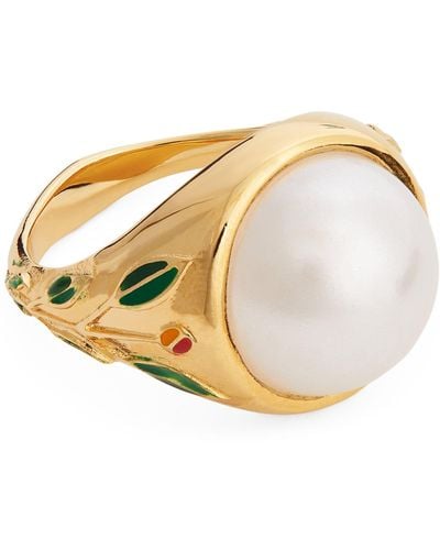 Casablanca Faux-pearl Signet Ring - Metallic