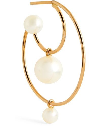 Sophie Bille Brahe Yellow Gold And Pearl Bain Perle Single Earring - Metallic