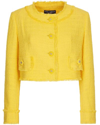 Dolce & Gabbana Tweed Cropped Jacket - Yellow