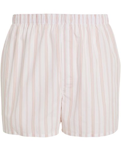 Sunspel Striped Classic Boxer Shorts - White