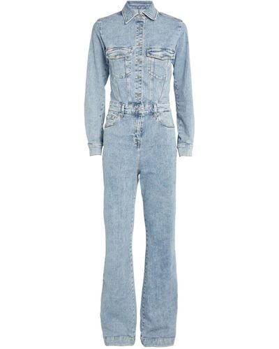 7 For All Mankind Flared Luxe Jumpsuit - Blue