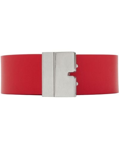 Burberry Leather B Belt - Red