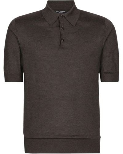 Dolce & Gabbana Silk Polo Shirt - Black