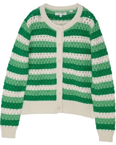 Chinti & Parker Crochet Striped Cardigan - Green