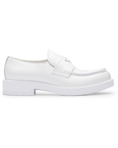 Prada Brushed Leather Loafers - White