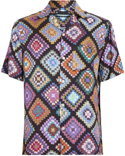 AllSaints Crochet Print Tunar Shirt - Blue