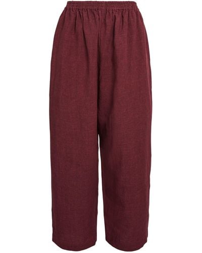 Eskandar Linen Cropped Japanese Trousers - Red