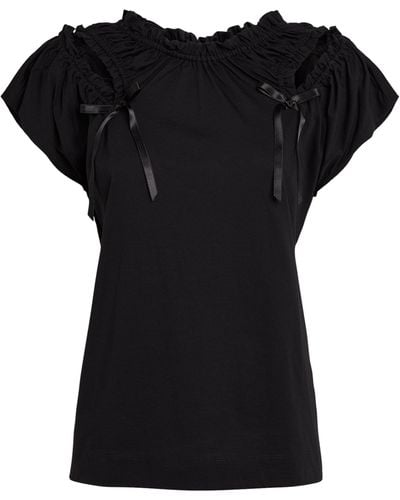 Simone Rocha Bow-detail Gathered T-shirt - Black
