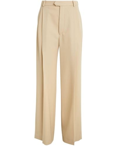 Carven Wool Wide-leg Trousers - Natural