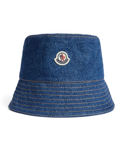 Moncler Denim Logo Bucket Hat - Blue