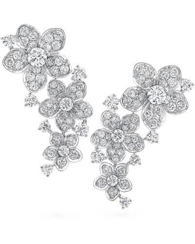 Graff White Gold And Diamond Wild Flower Earrings - Metallic