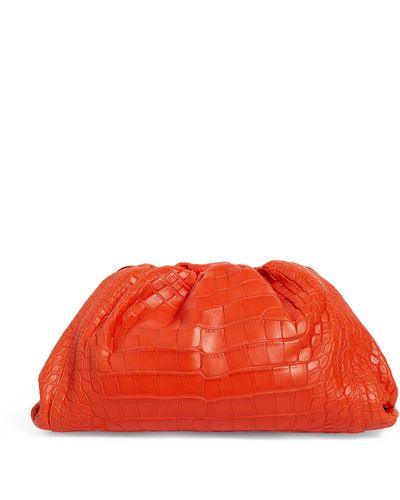 Bottega Veneta Crocodile Leather Pouch Clutch Bag - Orange