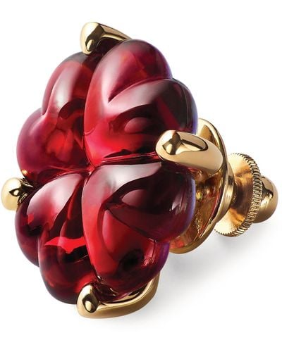 Baccarat Gold Vermeil And Crystal Trèfle Pin - Red