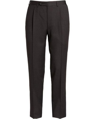 Canali Wool Tailored Trousers - Black