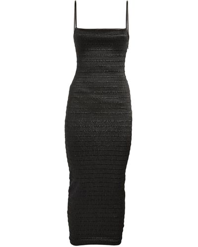 Nanushka Smocked Barra Midi Dress - Black