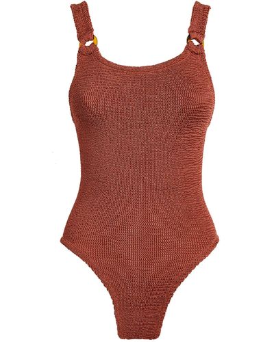 Hunza G Metallic Domino Swimsuit - Red