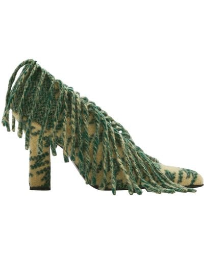 Burberry Wool Sweep Check Pumps 100 - Green